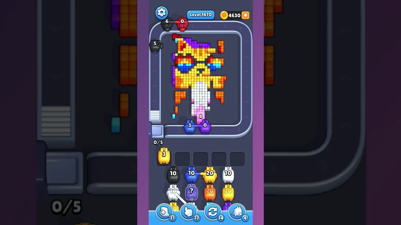 Pixel Flow Level 1470 grid layout and solution screenshot