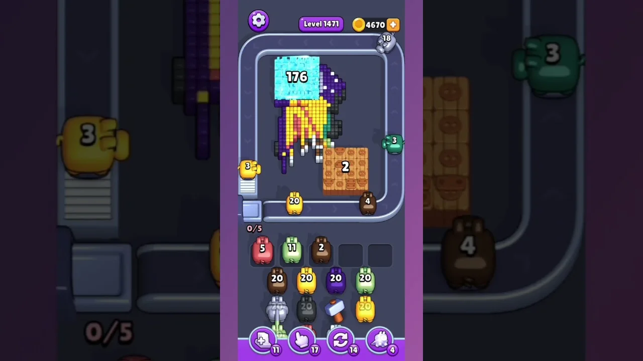 Pixel Flow Level 1471 grid layout and solution screenshot