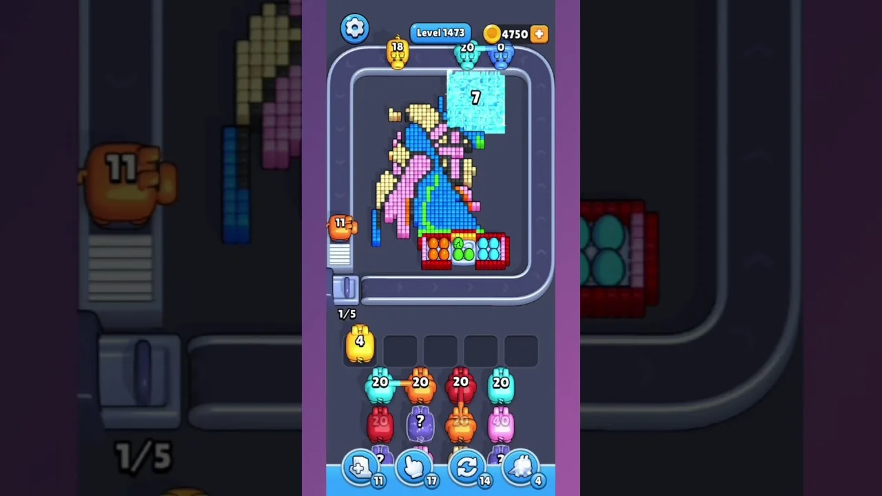 Pixel Flow Level 1473 grid layout and solution screenshot