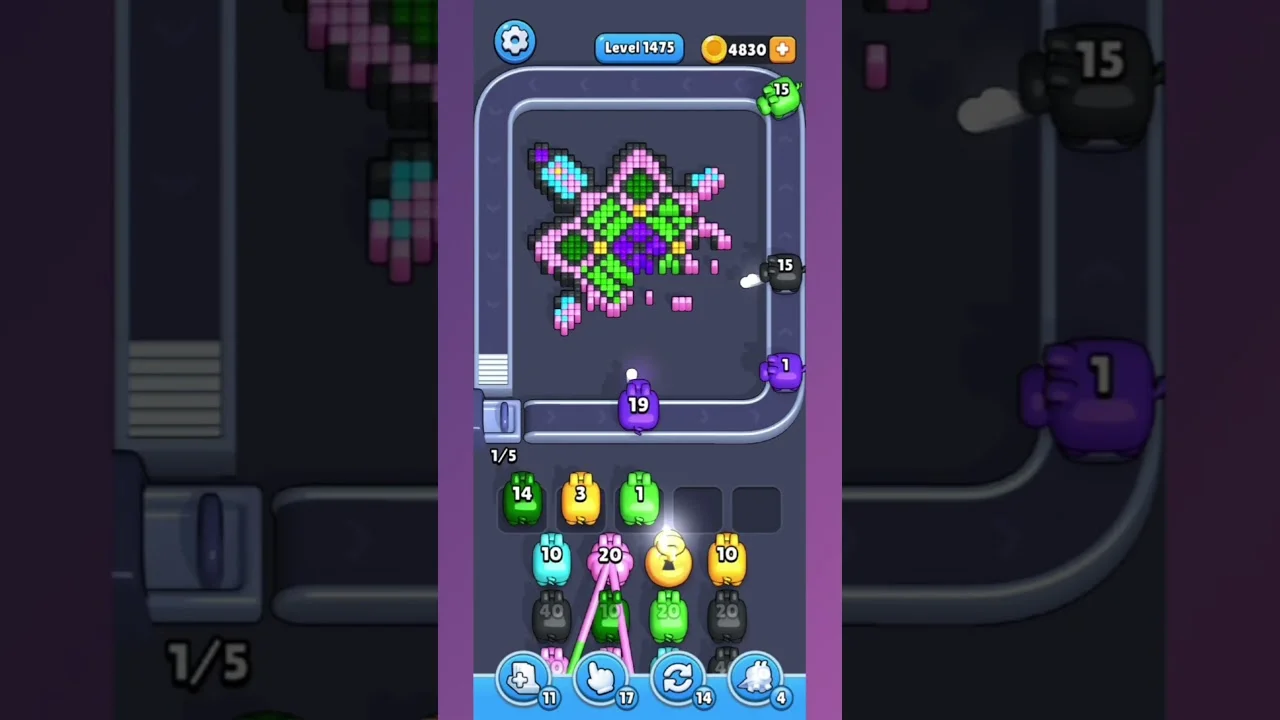 Pixel Flow Level 1475 grid layout and solution screenshot