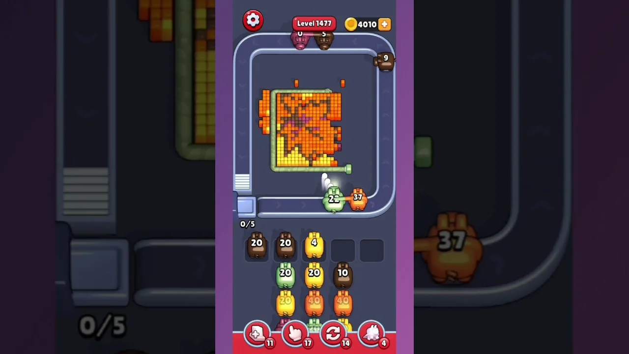 Pixel Flow Level 1477 grid layout and solution screenshot