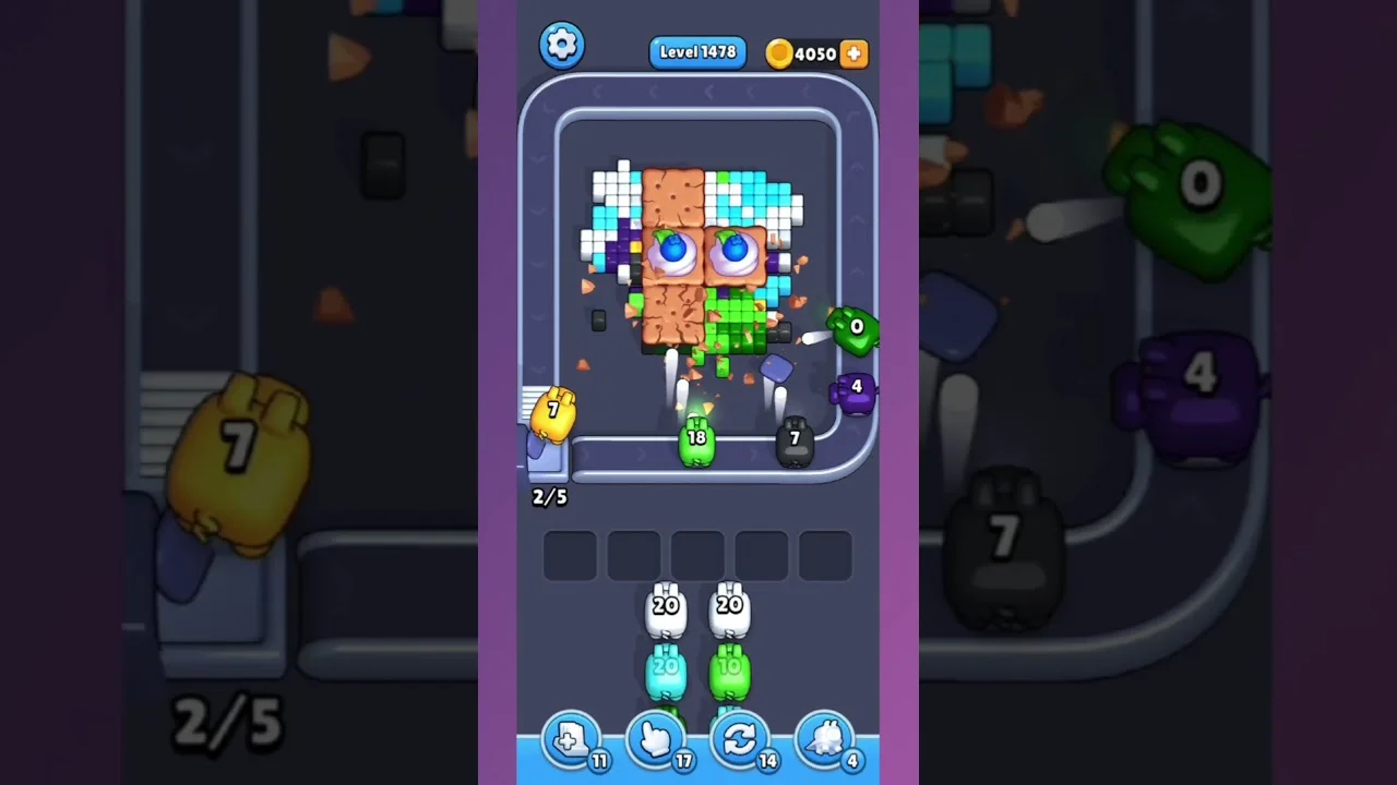 Pixel Flow Level 1478 grid layout and solution screenshot