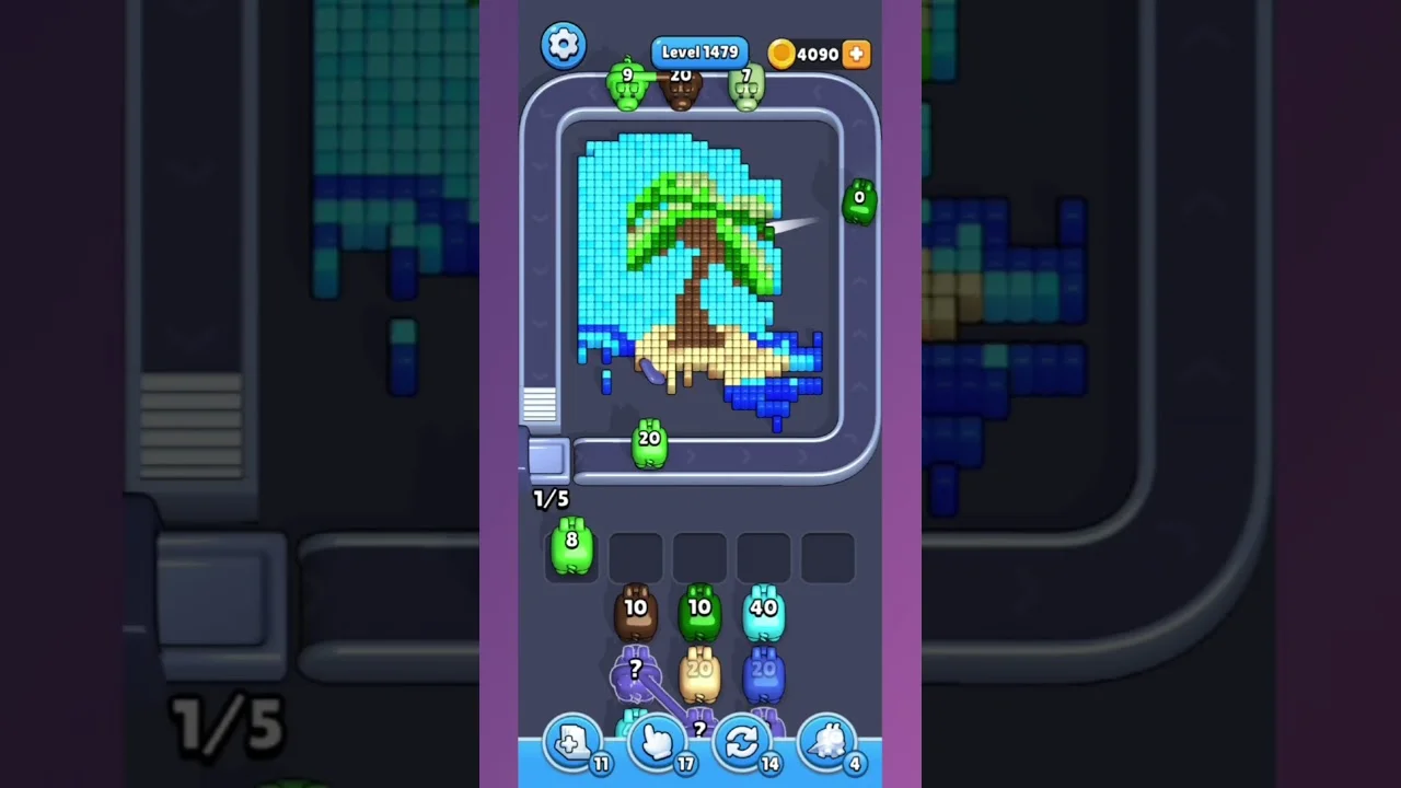 Pixel Flow Level 1479 grid layout and solution screenshot