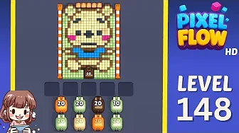 Pixel Flow Level 148 grid layout and solution screenshot