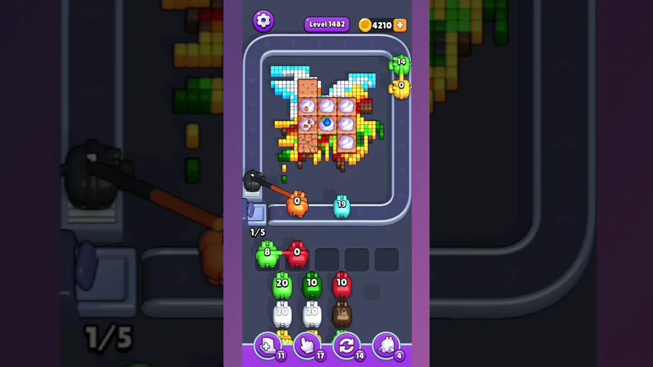 Pixel Flow Level 1482 grid layout and solution screenshot