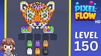Pixel Flow Level 150 grid layout and solution screenshot