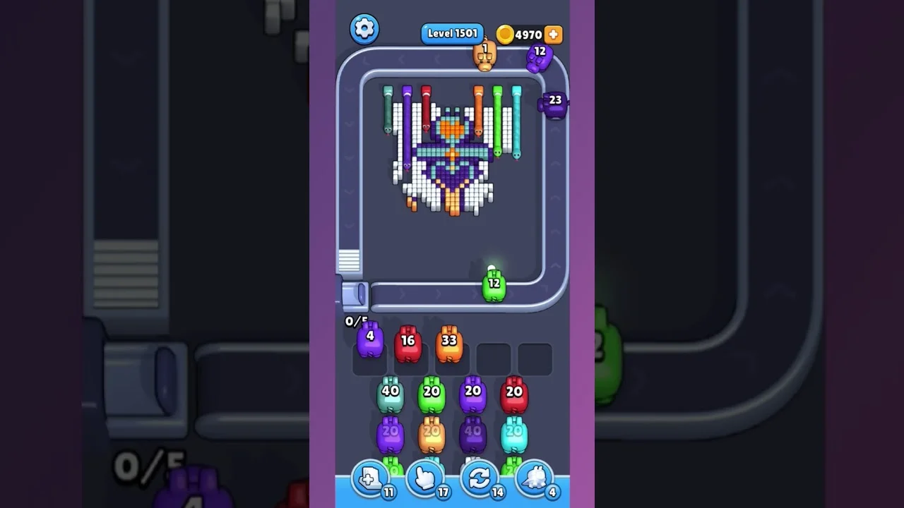 Pixel Flow Level 1501 grid layout and solution screenshot