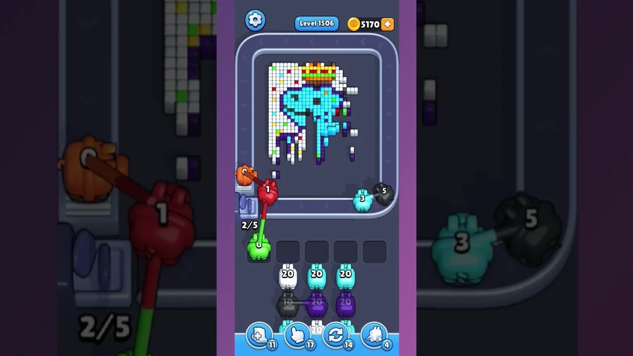 Pixel Flow Level 1506 grid layout and solution screenshot
