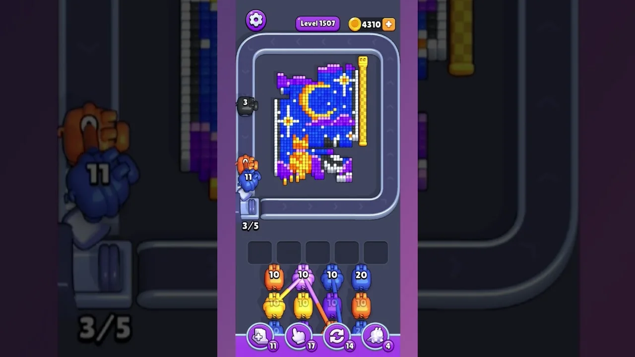Pixel Flow Level 1507 grid layout and solution screenshot