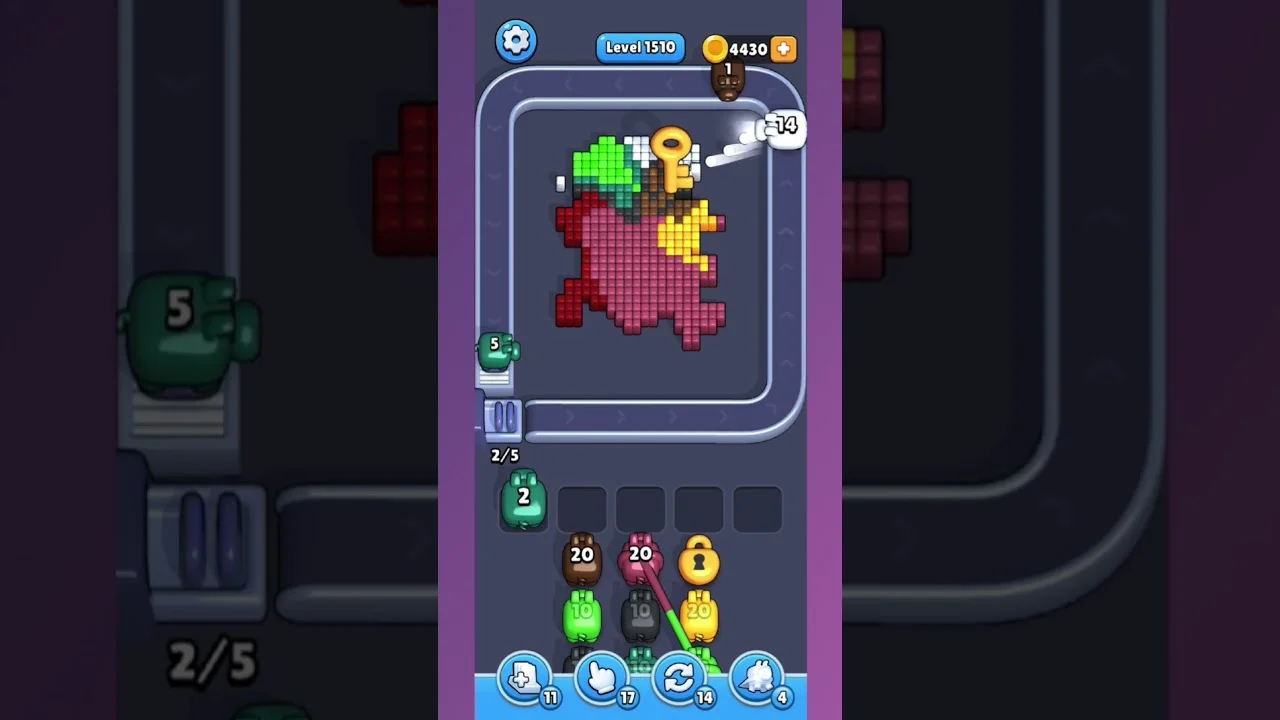 Pixel Flow Level 1510 grid layout and solution screenshot