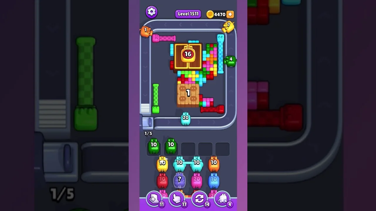 Pixel Flow Level 1511 grid layout and solution screenshot