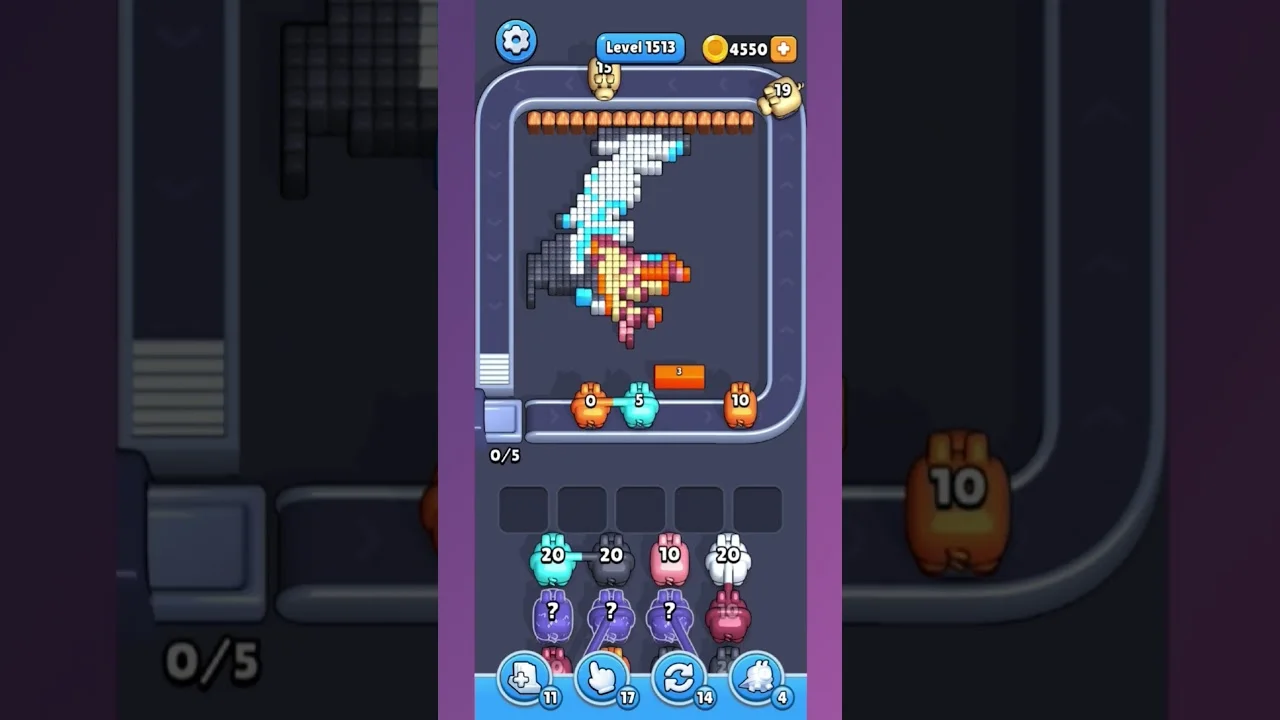 Pixel Flow Level 1513 grid layout and solution screenshot