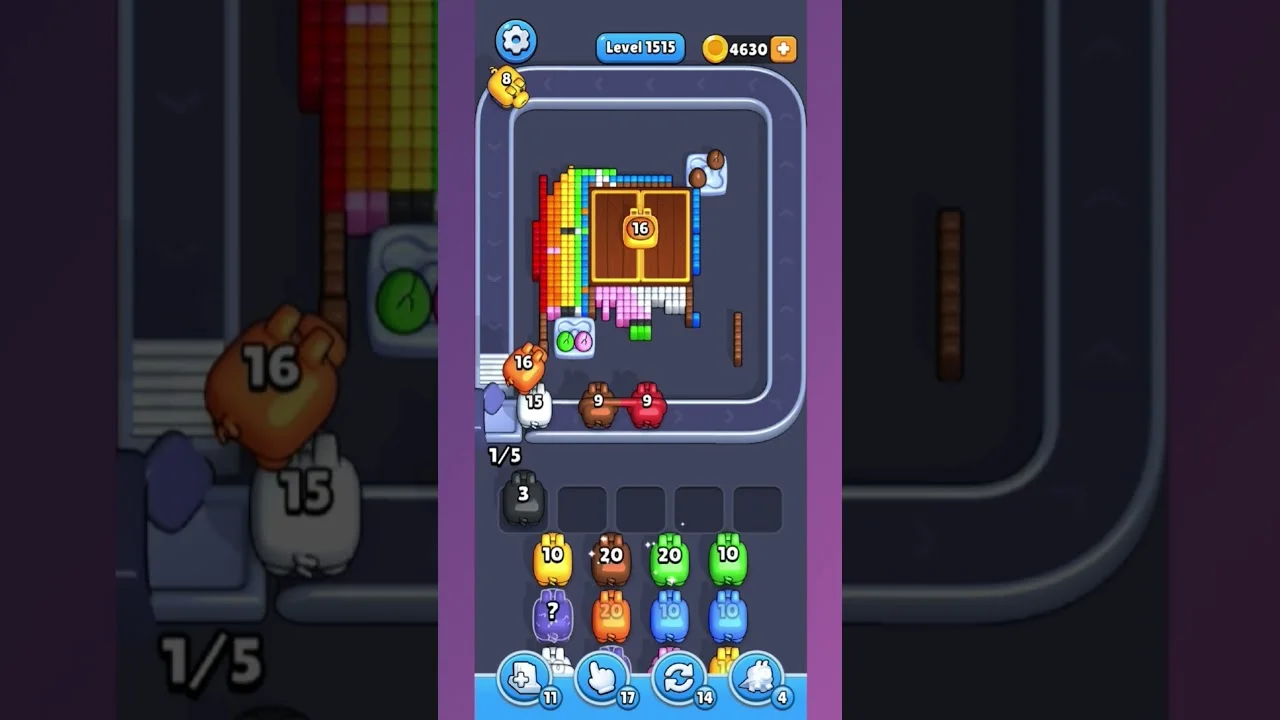 Pixel Flow Level 1515 grid layout and solution screenshot