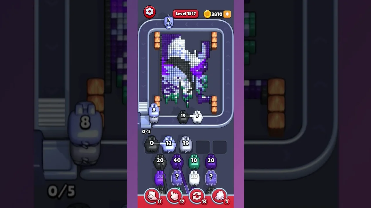 Pixel Flow Level 1517 grid layout and solution screenshot