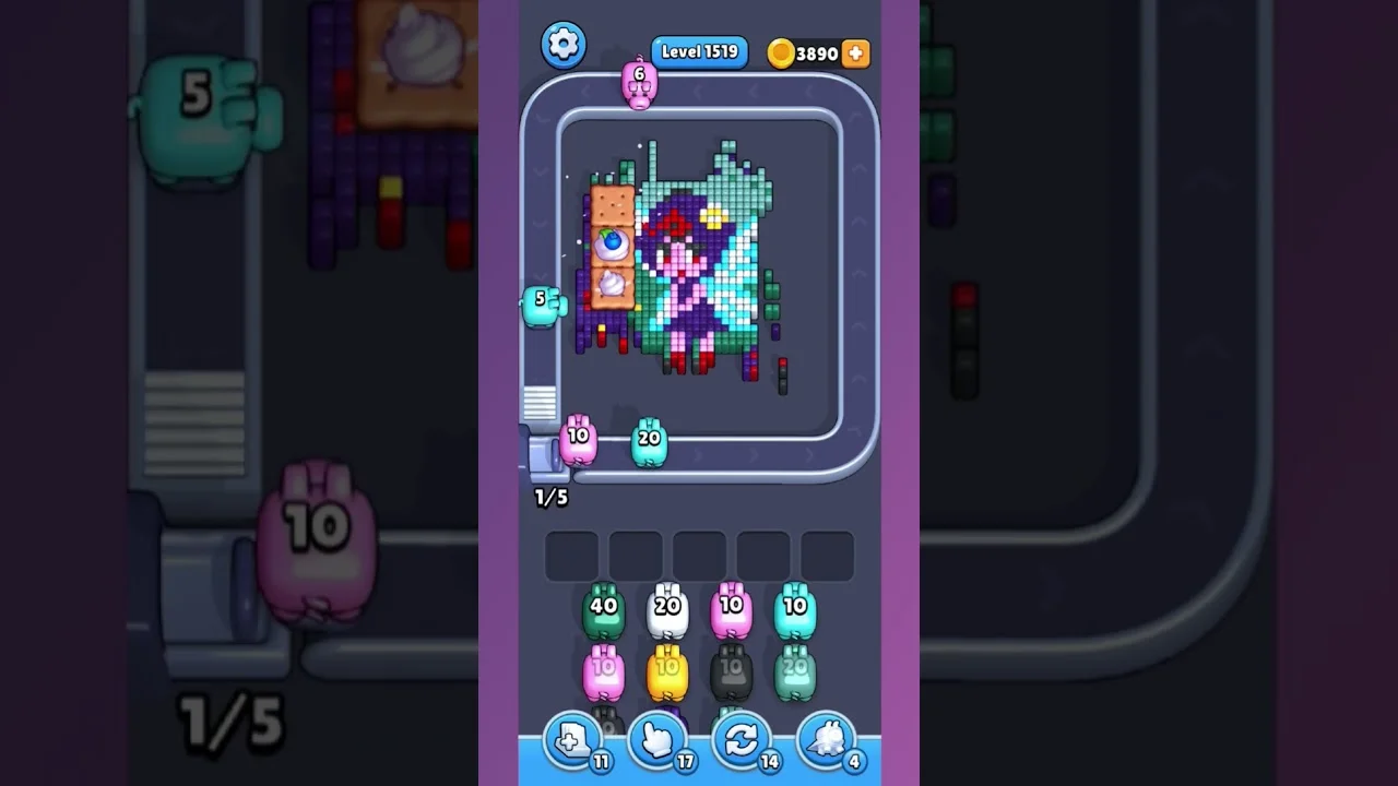 Pixel Flow Level 1519 grid layout and solution screenshot