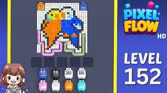 Pixel Flow Level 152 grid layout and solution screenshot