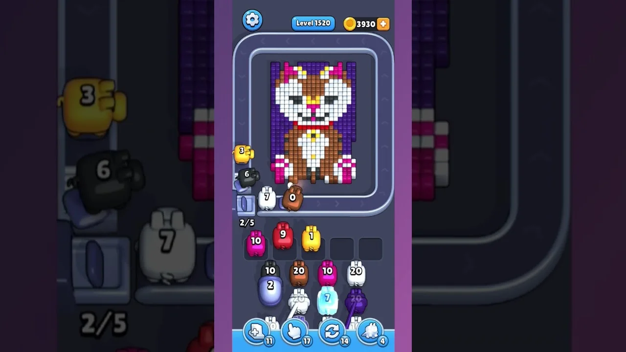 Pixel Flow Level 1520 grid layout and solution screenshot