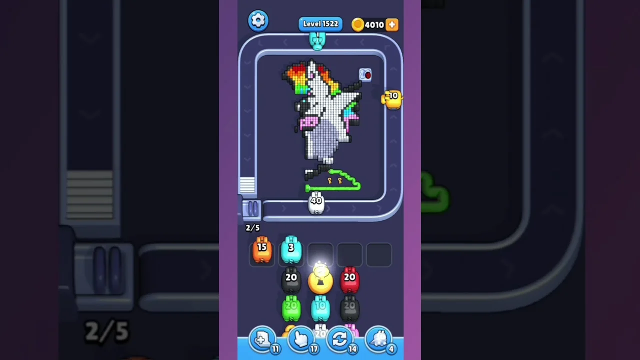 Pixel Flow Level 1522 grid layout and solution screenshot