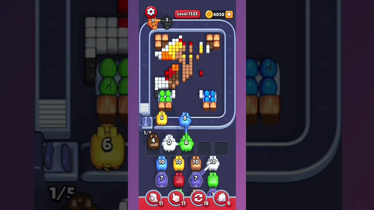 Pixel Flow Level 1523 grid layout and solution screenshot