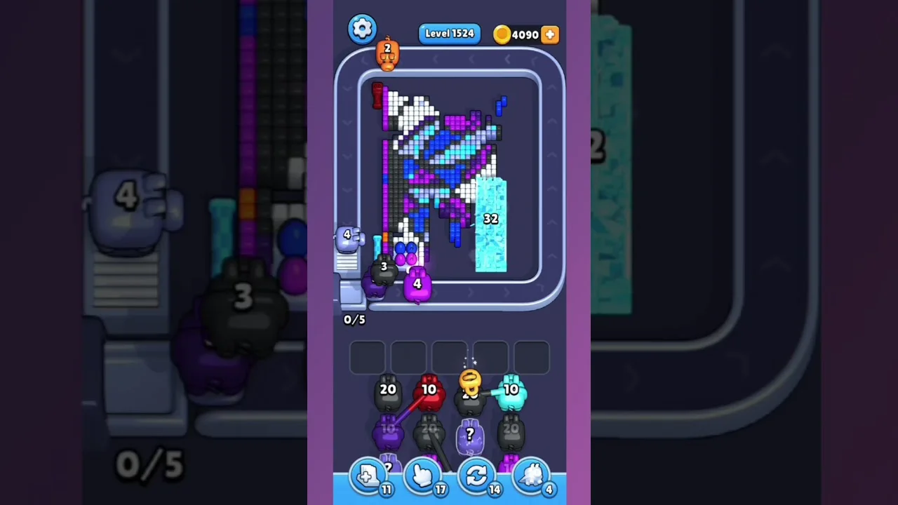 Pixel Flow Level 1524 grid layout and solution screenshot