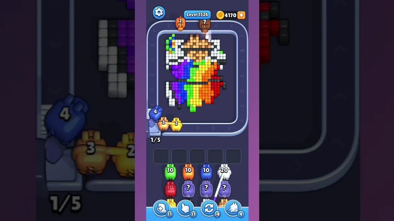 Pixel Flow Level 1526 grid layout and solution screenshot