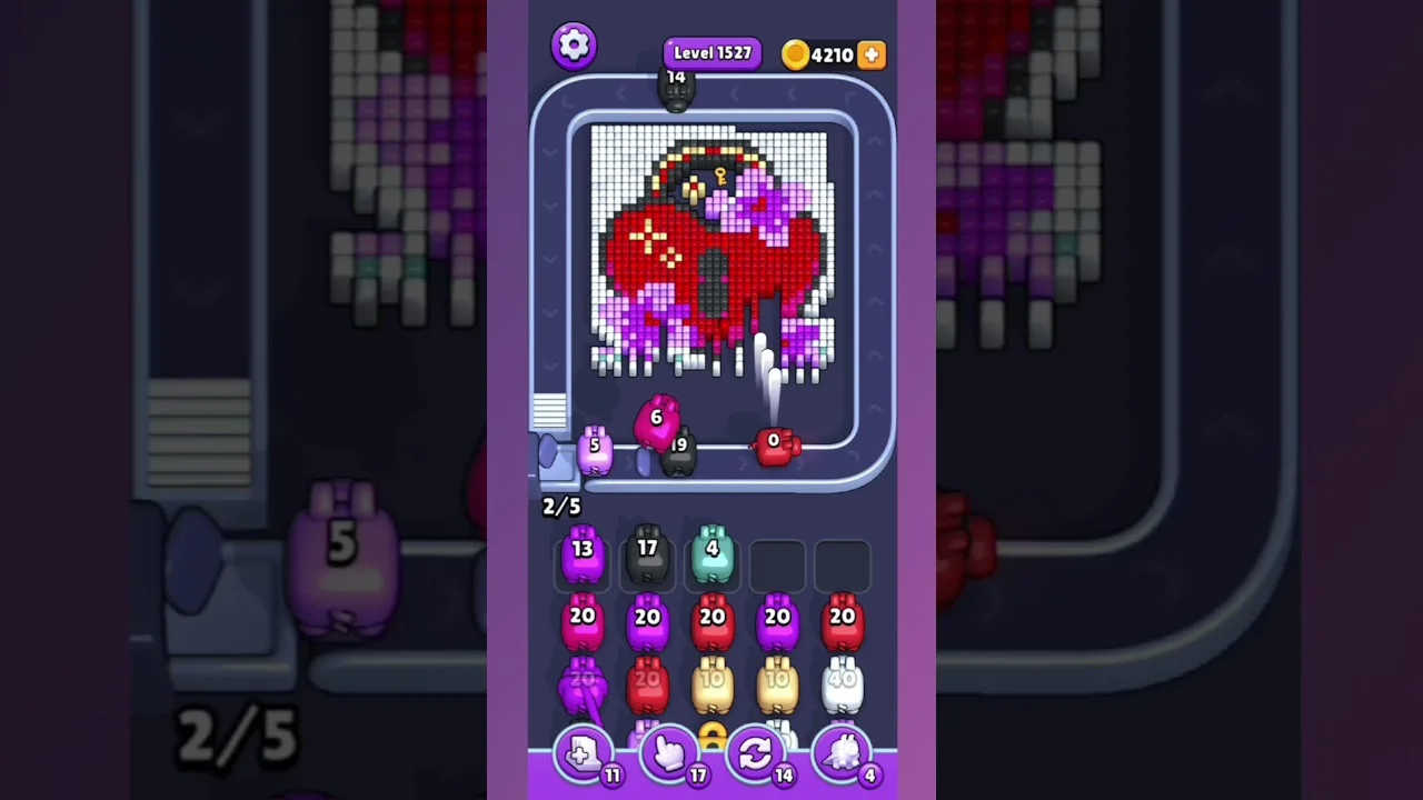 Pixel Flow Level 1527 grid layout and solution screenshot