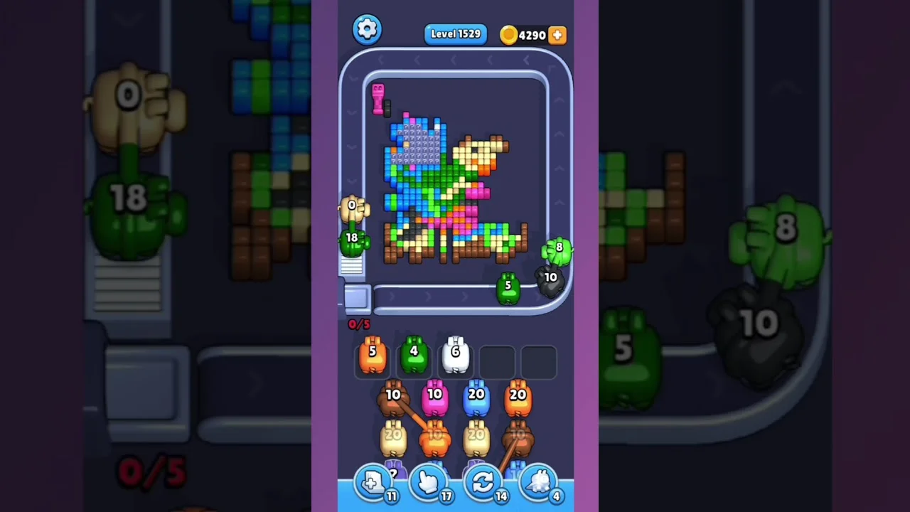 Pixel Flow Level 1529 grid layout and solution screenshot