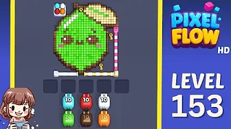 Pixel Flow Level 153 grid layout and solution screenshot