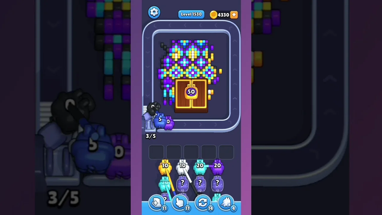 Pixel Flow Level 1530 grid layout and solution screenshot