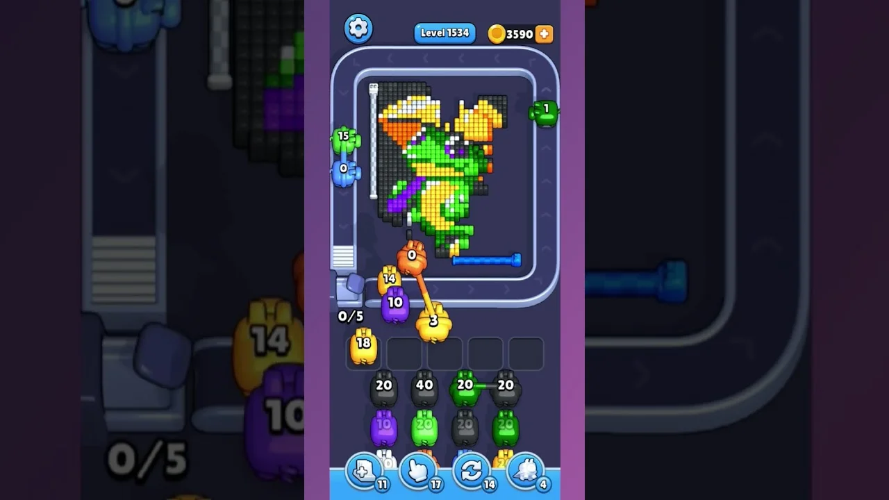 Pixel Flow Level 1533 grid layout and solution screenshot