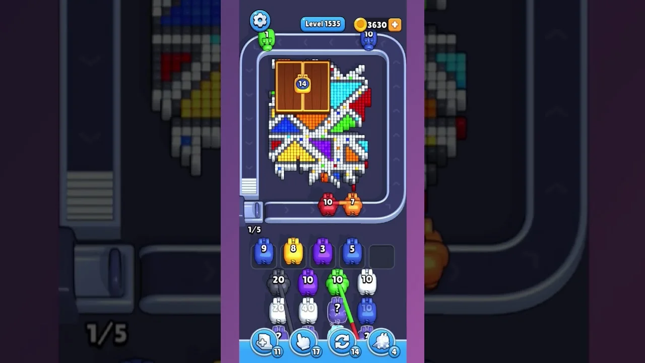 Pixel Flow Level 1534 grid layout and solution screenshot