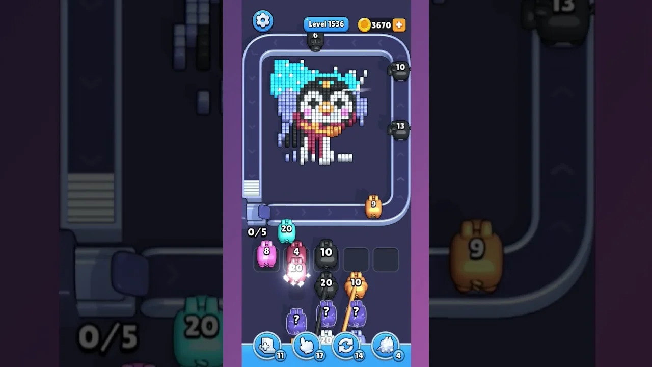 Pixel Flow Level 1535 grid layout and solution screenshot