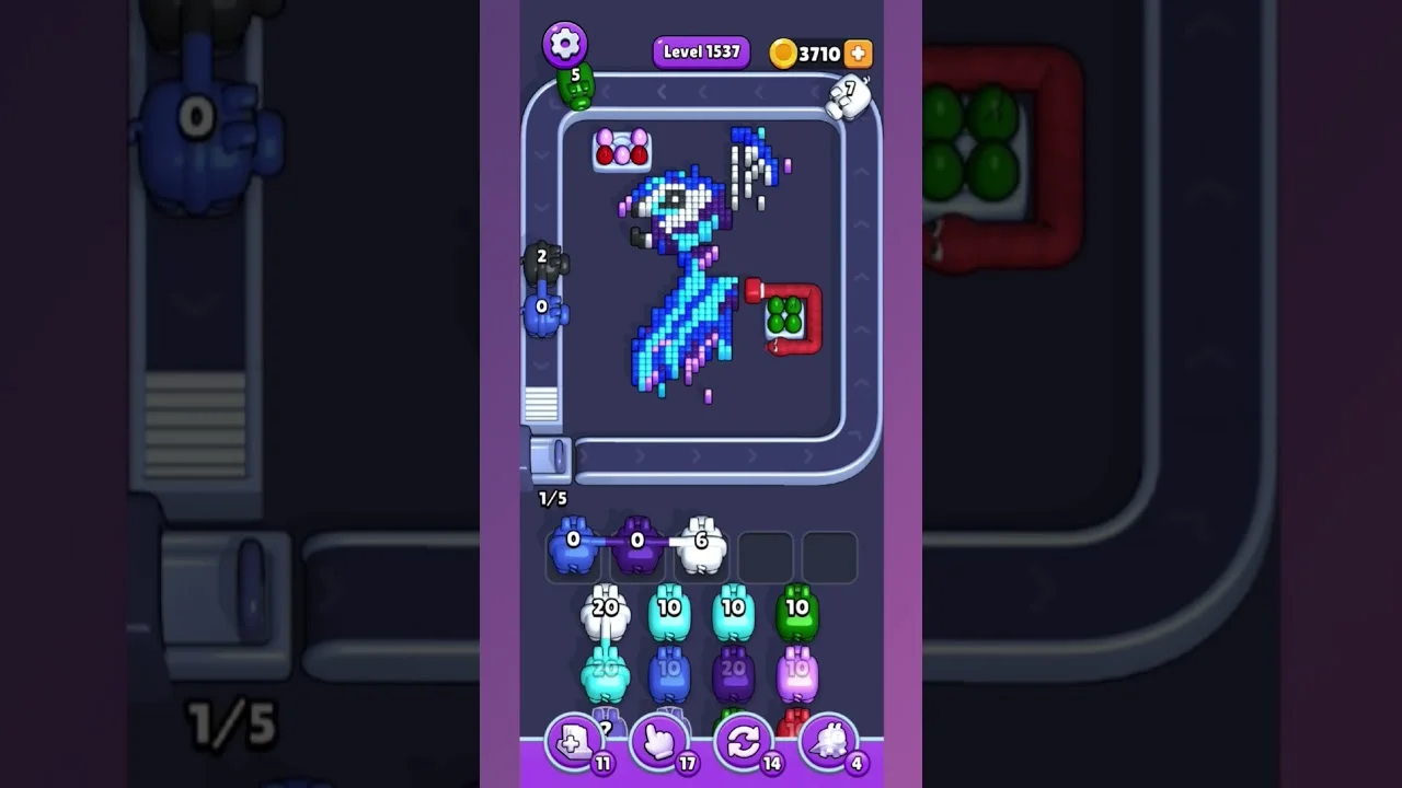 Pixel Flow Level 1536 grid layout and solution screenshot