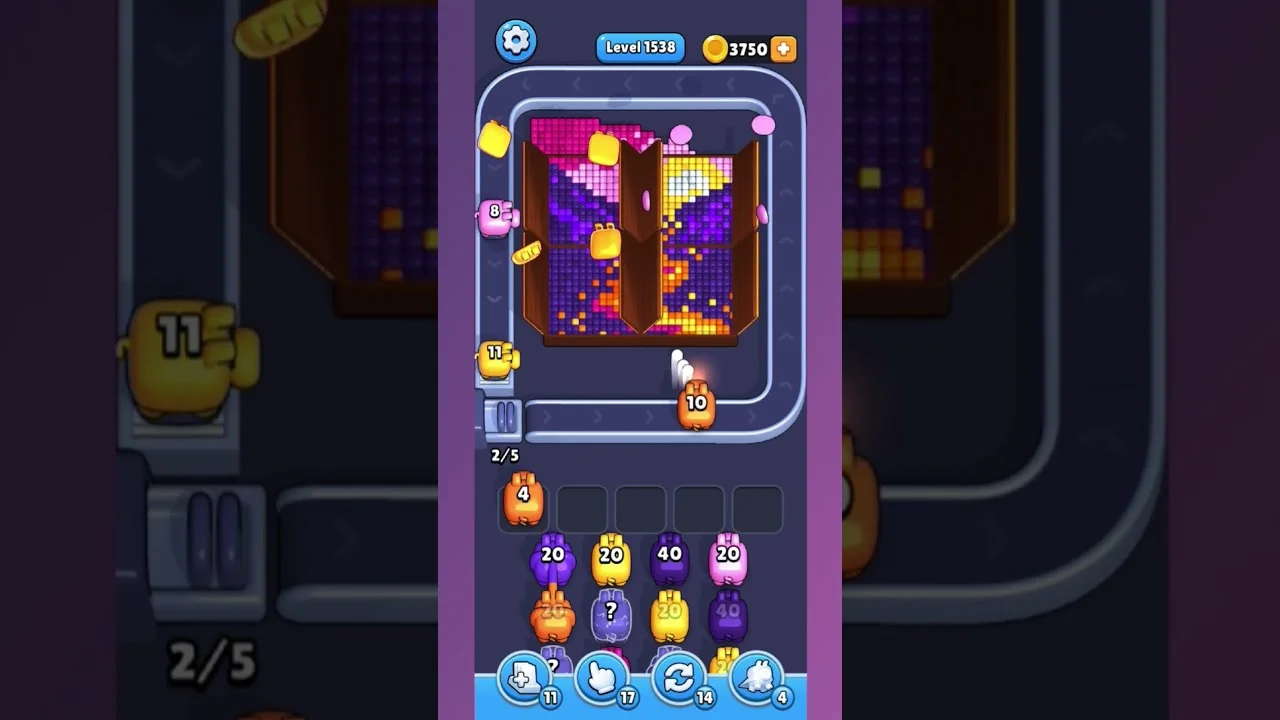 Pixel Flow Level 1537 grid layout and solution screenshot