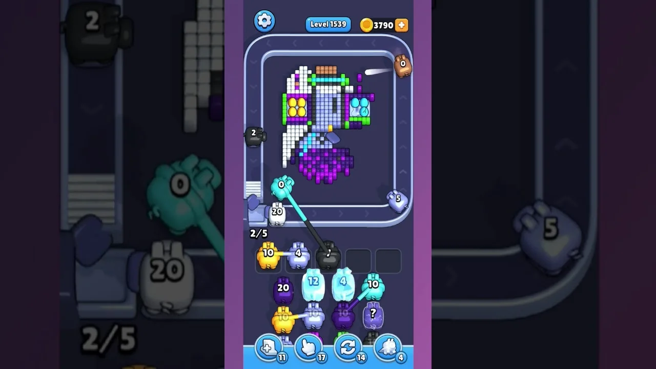 Pixel Flow Level 1538 grid layout and solution screenshot