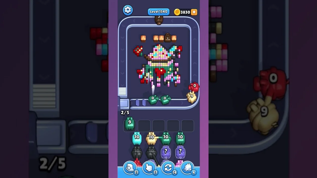 Pixel Flow Level 1539 grid layout and solution screenshot