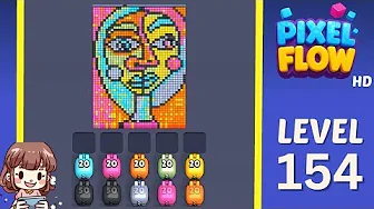 Pixel Flow Level 154 grid layout and solution screenshot