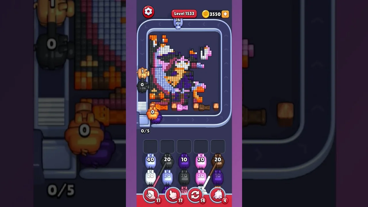 Pixel Flow Level 1540 grid layout and solution screenshot