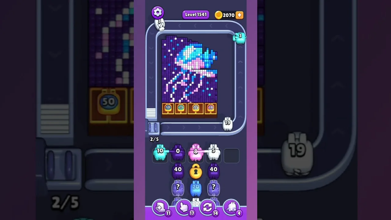 Pixel Flow Level 1541 grid layout and solution screenshot