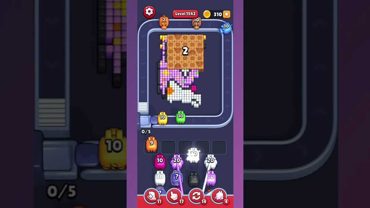 Pixel Flow Level 1542 grid layout and solution screenshot