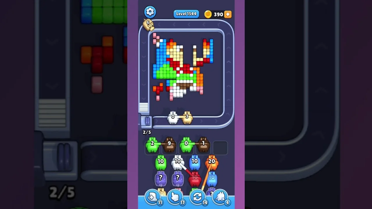 Pixel Flow Level 1544 grid layout and solution screenshot