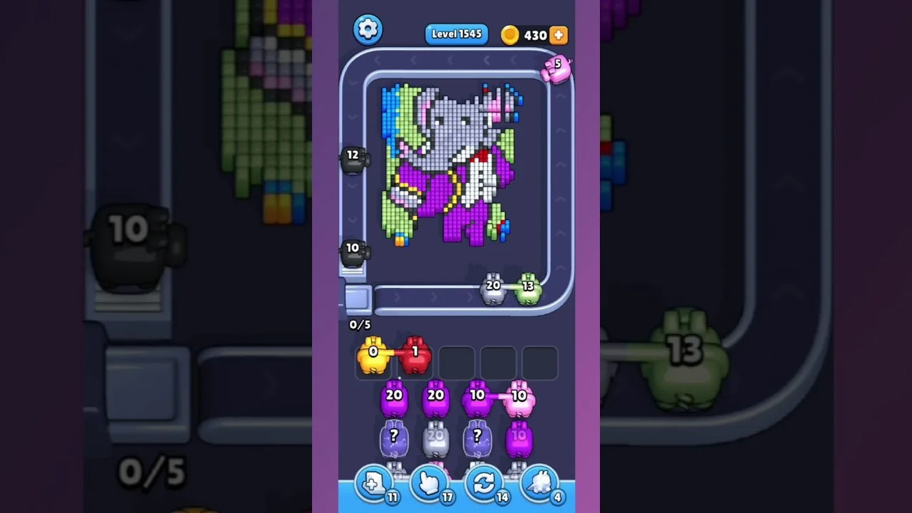 Pixel Flow Level 1545 grid layout and solution screenshot