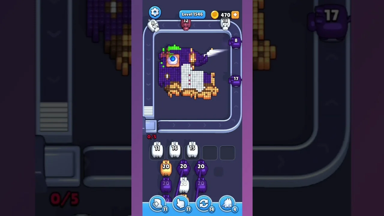 Pixel Flow Level 1546 grid layout and solution screenshot