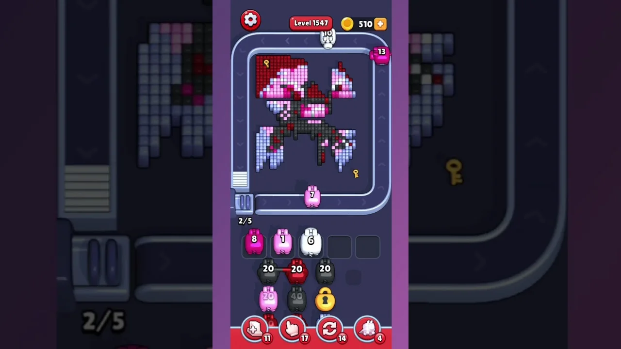 Pixel Flow Level 1547 grid layout and solution screenshot