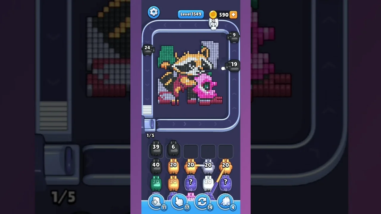 Pixel Flow Level 1549 grid layout and solution screenshot