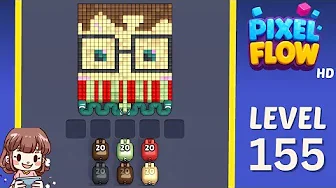Pixel Flow Level 155 grid layout and solution screenshot