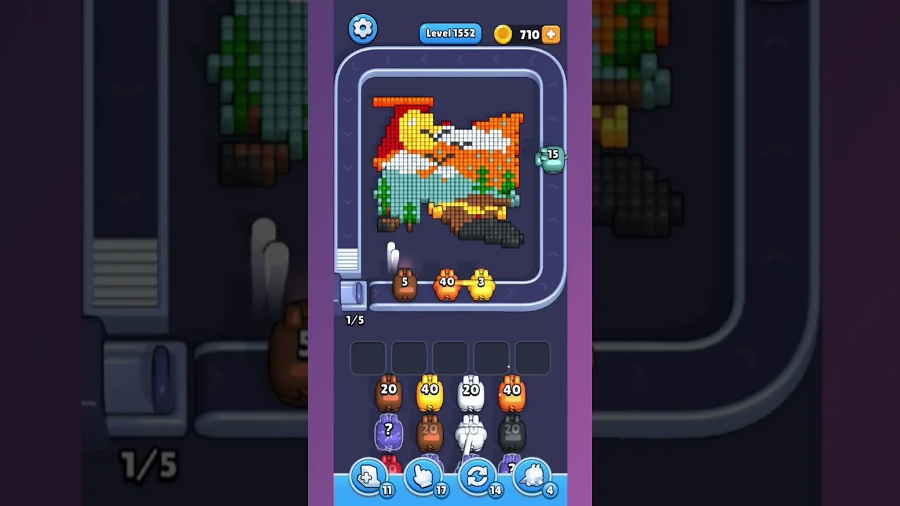 Pixel Flow Level 1552 grid layout and solution screenshot