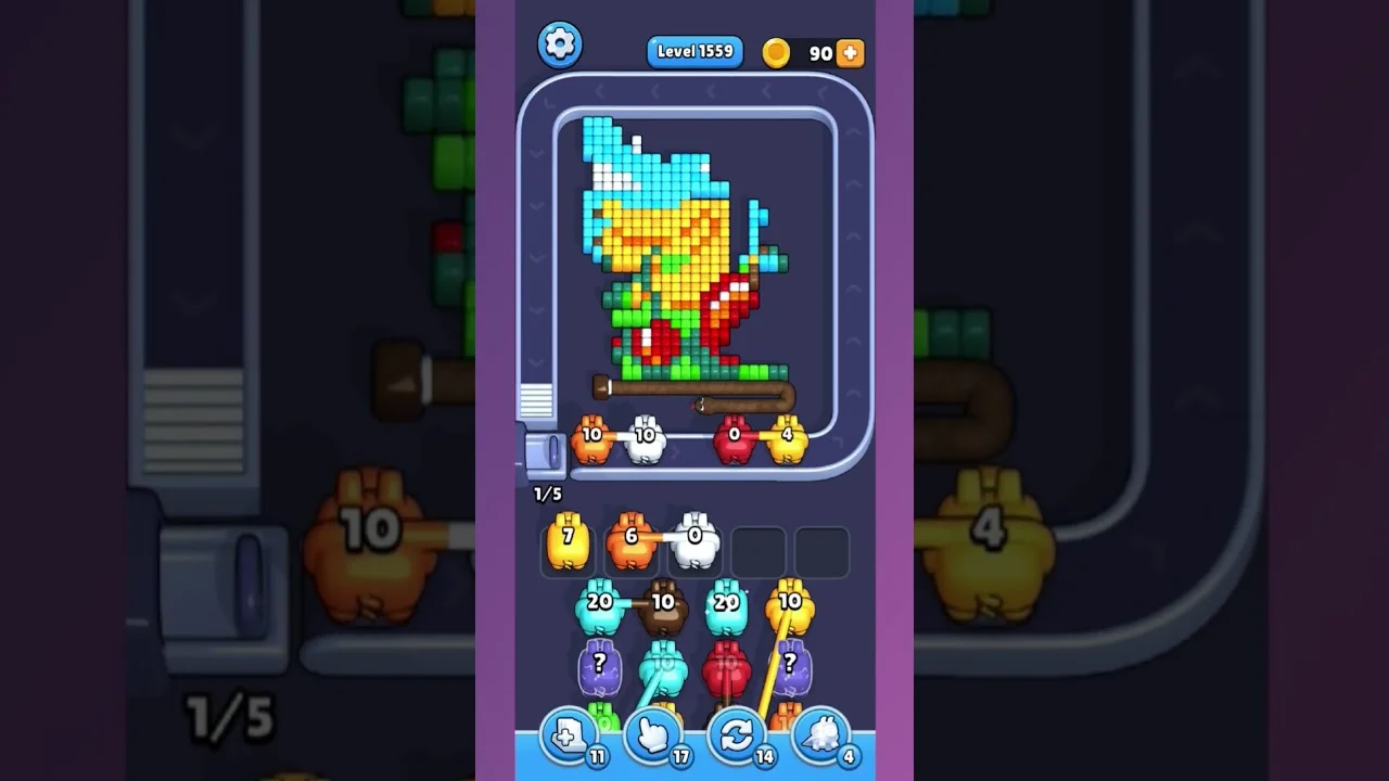 Pixel Flow Level 1559 grid layout and solution screenshot