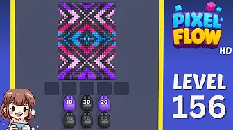 Pixel Flow Level 156 grid layout and solution screenshot