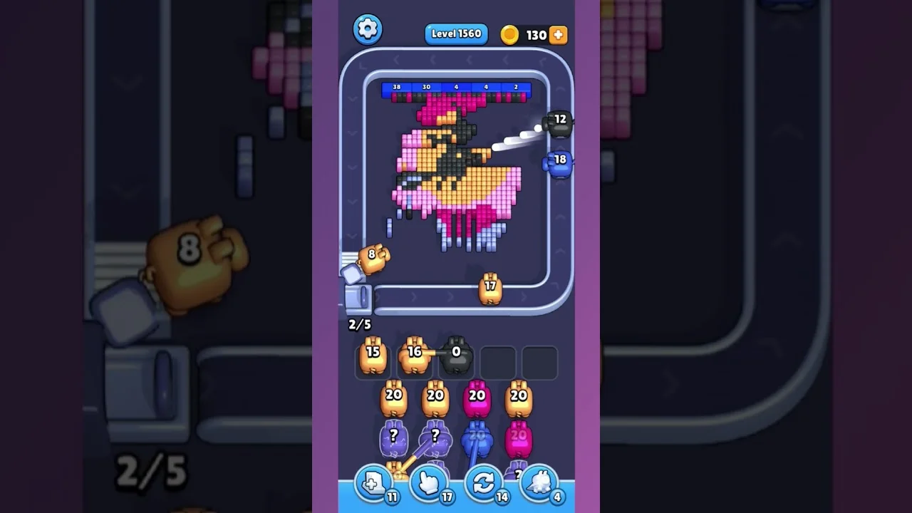 Pixel Flow Level 1560 grid layout and solution screenshot